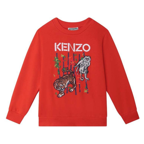 Dětská bavlněná mikina Kenzo Kids červená barva, s potiskem