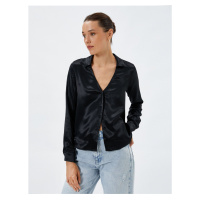 Koton Satin Shirt Classic V-Neck Long Sleeve with Buttons