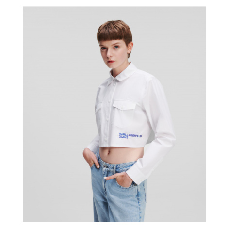 Košile karl lagerfeld jeans klj cropped logo shirt bílá