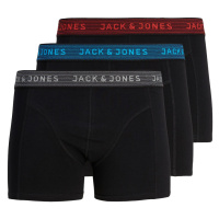 Jack&Jones 3 PACK - pánské boxerky JACWAISTBAND 12127816 Asphalt Hawaian ocean & Fiery red