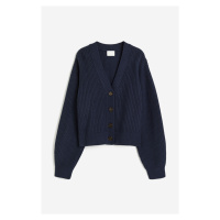 H & M - Propínací svetr z žebrovaného úpletu - modrá