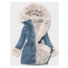 Světle modro-ecru dámská džínová bunda s kožešinovou podšívkou (B8068-50046)