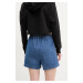 Džínové šortky adidas Originals Firebird dámské, modrá barva, s aplikací, high waist, JD2562