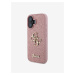 Guess PU Fixed Glitter 4G Metal Logo Zadní Kryt pro iPhone 16 Pink