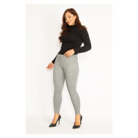 Şans Women's Plus Size Gray Checkered Leggings