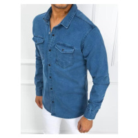 Džínová pánská košile modré barvy ve výprodeji