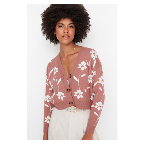 Trendyol Pale Pink Jacquard Knitwear Cardigan