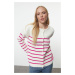 Trendyol Ecru Soft Texture Striped Knit Cardigan