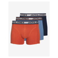 Sada tří pánských boxerek v modré a oranžové barvě Jack & Jones - Pánské