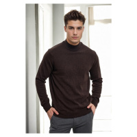 64721 Dewberry Half Turtleneck Woolen Mens Knit Sweater-COFFEE