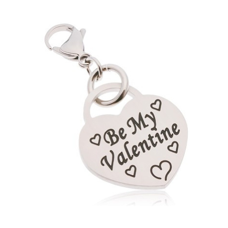 Přívěsek na klíčenku, chirurgická ocel, srdce s nápisem Be My Valentine Šperky eshop
