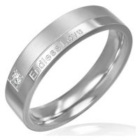 Prsten z oceli - moderní design, romantický nápis