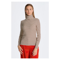 ROLÁK GANT SLIM STRIPED RIBBED TURTLENECK hnědá