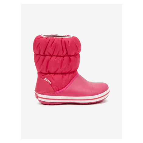 Růžové holčičí sněhule dětské Crocs Winter Puff