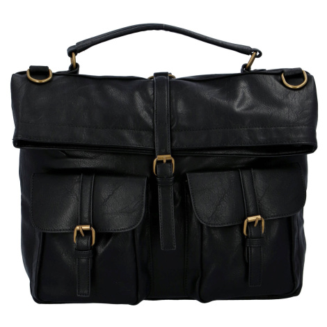 Zajímavý a stylový koženkový unisex batoh Odette, černá Paolo Bags