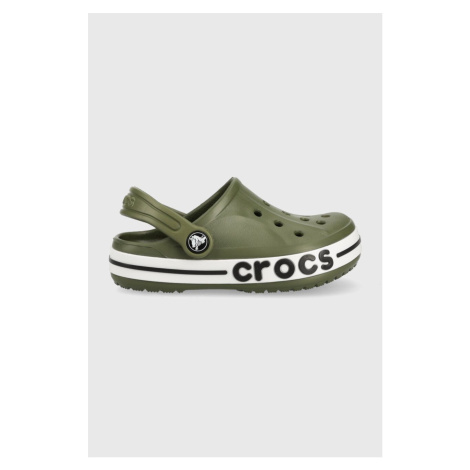 Dětské pantofle Crocs zelená barva