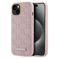 PU Leather Monogram Metal Logo Magsafe Zadní Kryt pro iPhone 14 Pink Karl Lagerfeld