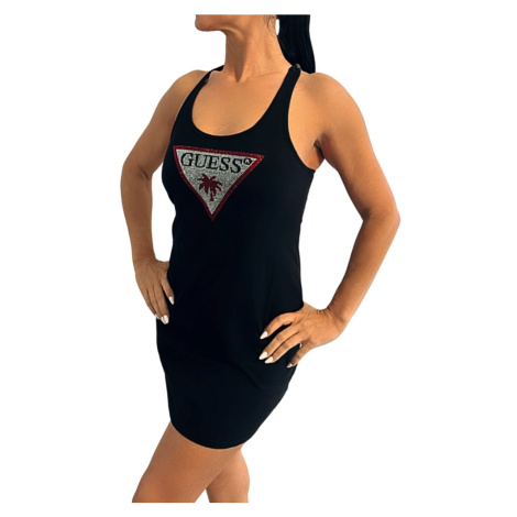 Dámské tílkové šaty Guess E5GP01 Rhinestone černé | černá