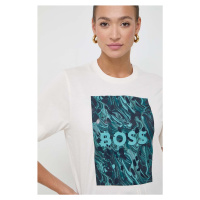 Bavlněné tričko BOSS béžová barva, 50517678