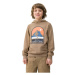 Chlapecká turistická mikina s kapucí 4F JUNIOR SWEATSHIRT-4FJWSS24TSWSM0933-81S-BROWN