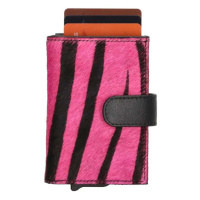 Hide & Stitches Růžová malá kožená peněženka s klíčenkou 