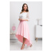 Světle růžová asymetrická sukně
