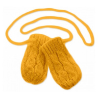 Zimní pletené kojenecké rukavičky se vzorem - hořčicové, Baby Nellys, vel.