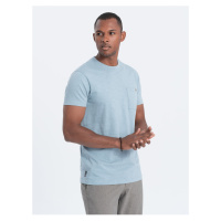 Světle modré pánské tričko s kapsičkou Ombre Clothing