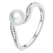 GRACE Silver Jewellery Stříbrný prsten s perlou a zirkony Virginie, stříbro 925/1000 P-BSR304/57
