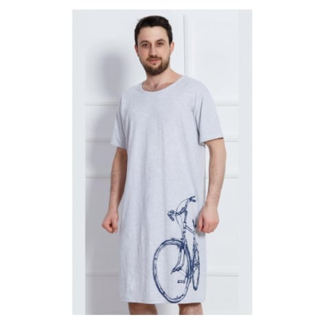 Pánská noční košile s krátkým rukávem Vienetta Secret Bicykl | modrá