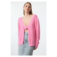 Trendyol Pink Feather Rose Detailed Knitwear Cardigan