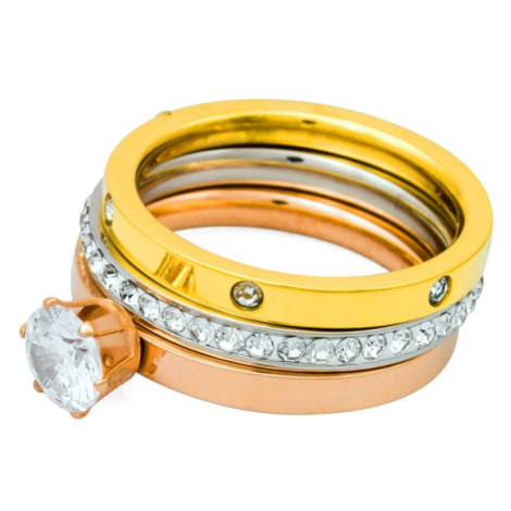 Linda's Jewelry Sada prstenů Triple Shiny chirurgická ocel IPR032 Velikost: 56