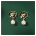 Éternelle Náušnice s perlou a zirkony Kamélie - květina E1337-EA469 Bílá