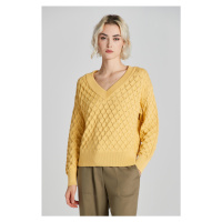 SVETR GANT TEXTURED KNIT V-NECK žlutá