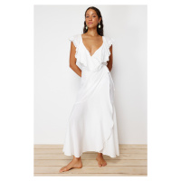 Trendyol Bridal Ecru Maxi Woven Tied Beach Dress