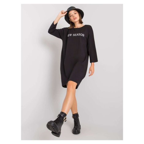 Černé bavlněné šaty s nápisem Fashionhunters