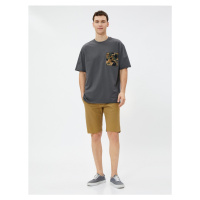 Koton Oversize T-shirt with Short Sleeves, Crew Neck Pocket Detailed, Cotton.