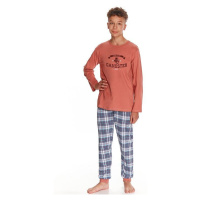 Chlapecké pyžamo Enzo cihlové s potiskem