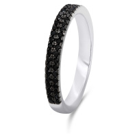 Brilio Silver Třpytivý stříbrný prsten s černými zirkony RI058W