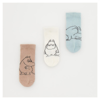 Reserved - Sada 3 párů ponožek The Moomins - Krémová