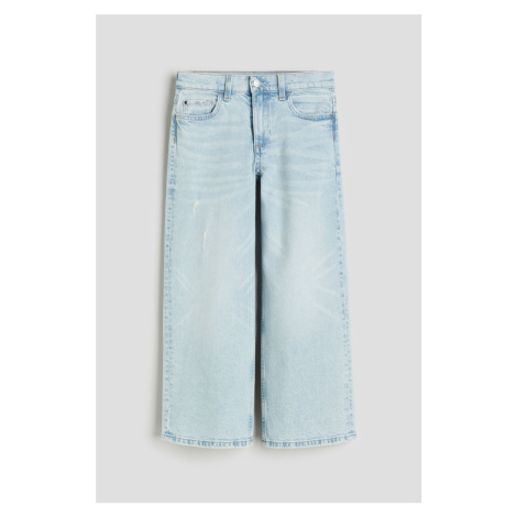 H & M - Loose Fit Wide Leg Low Jeans - modrá H&M