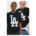 Bavlněné tričko 47brand Mlb Los Angeles Dodgers černá barva, s potiskem