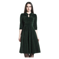 H&R London Glamorous Velvet Tea Dress Šaty tmave zelená