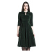 H&R London Glamorous Velvet Tea Dress Šaty tmave zelená