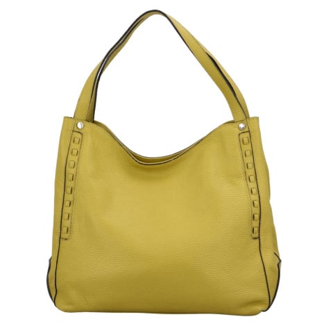 Praktická dámská kožená kabelka Cowgril, žluto/zelená