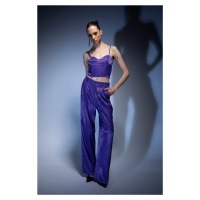 DEFACTO Normal Waist Wide Leg Satin Trousers