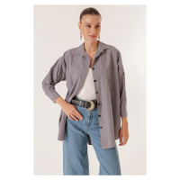 By Saygı One Pocket Oversized Shirt with Front and Back Buttons