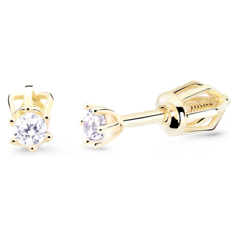 Cutie Diamonds Něžné peckové náušnice ze žlutého zlata s brilianty DZ8020-30-00-X-1 Cutie Jewellery
