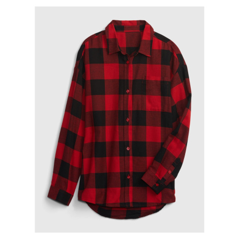 Černo-červená dětská kostkovaná flanelová košile GAP