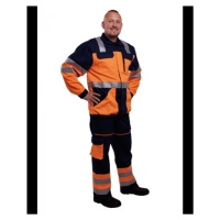 Kalhoty pán. prac. pas, 8732,reflex,stehenní kapsa,pruženka, BA 245, VS182, tm.modré/sign.oranžo